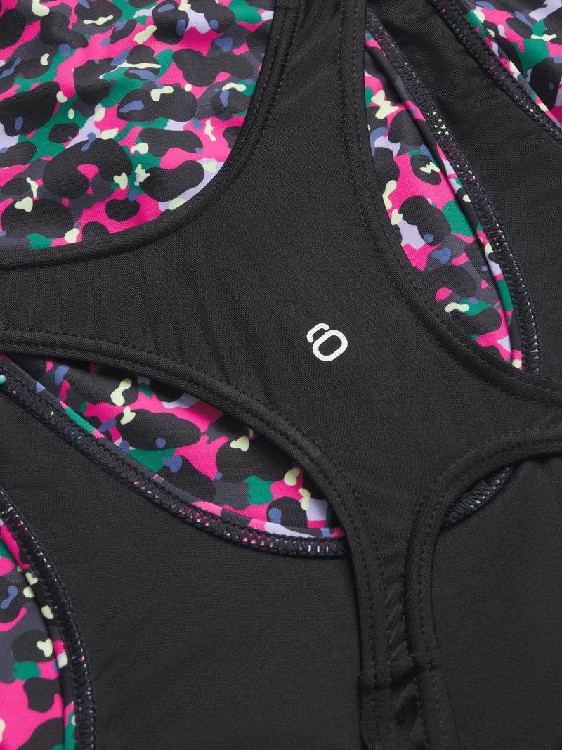 Fierce Animal Camo Pink Racerback Swimsuit for Women by TS KB - Stylish Performance Swimwear