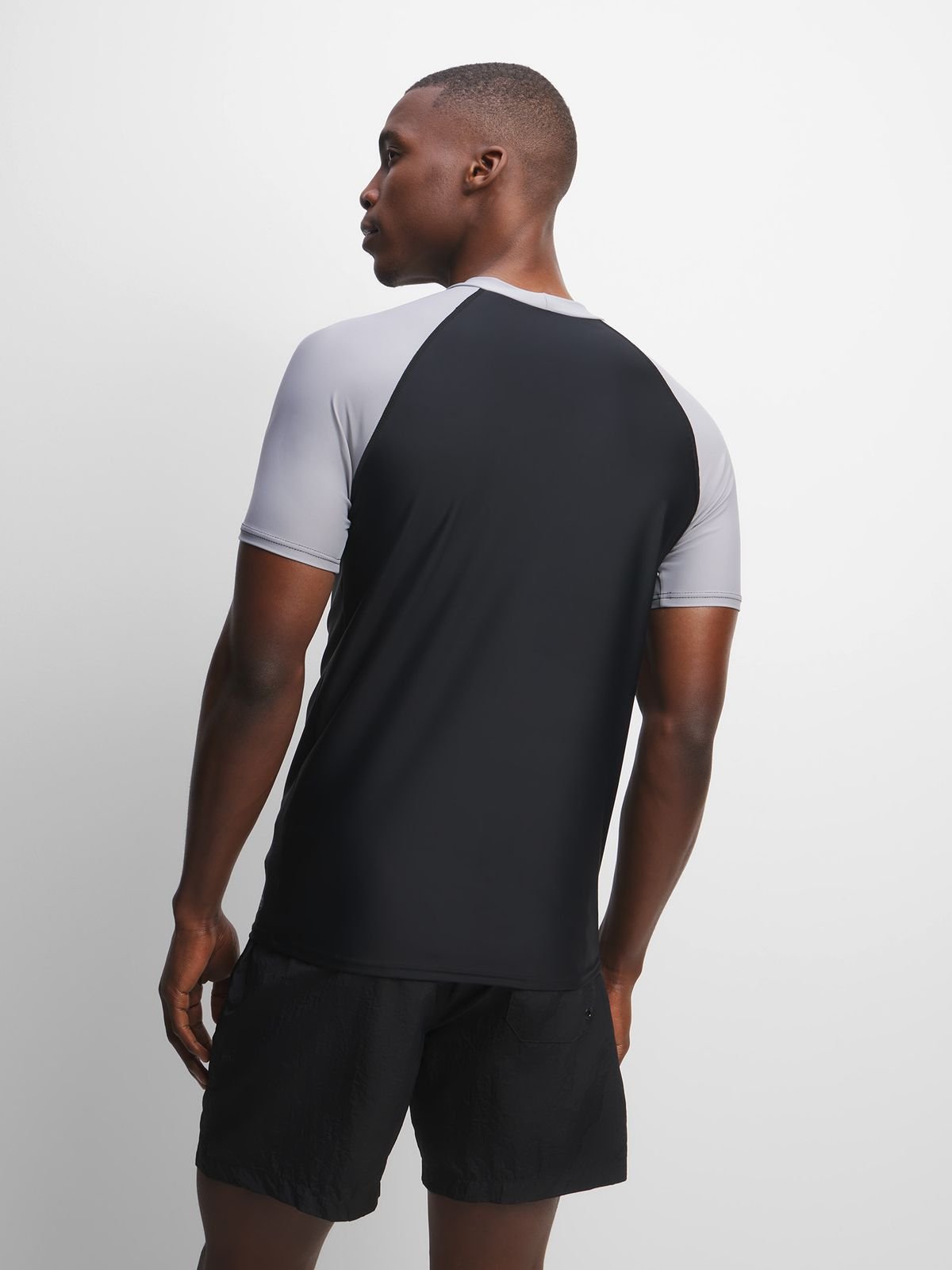 Men's TS Dual-Tone Grey/Black Short Sleeve Rash Vest Sun Protection