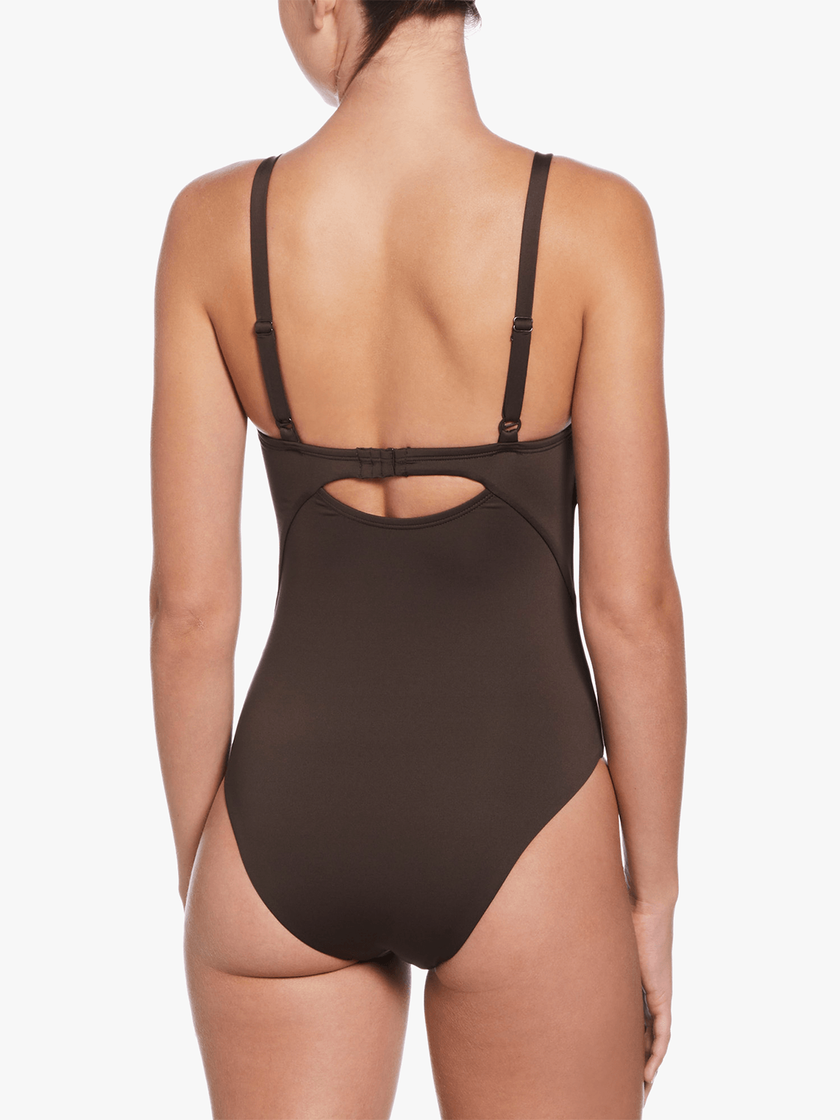 Nike Women's Essential V-Neck Brown One-Piece Swimsuit for Comfort